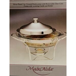 Main Aisle Silver Plated 2 Qt Gallery Round Food Warmer Vintage 1987